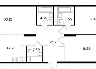 Продается 2-комнатная квартира, 97.3 м2, Москва, улица Петра Алексеева, 14