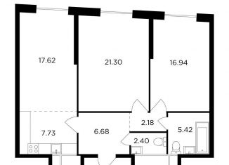 Продажа двухкомнатной квартиры, 80.3 м2, Москва, улица Петра Алексеева, 14, ЖК Кутузов Град 2