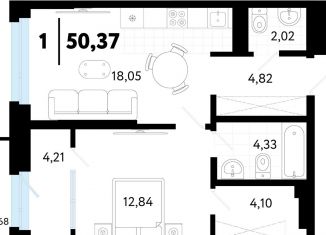 Продаю однокомнатную квартиру, 50.4 м2, Тюмень