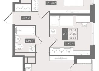 Продажа 2-ком. квартиры, 56.3 м2, Санкт-Петербург, Новгородская улица, 8В