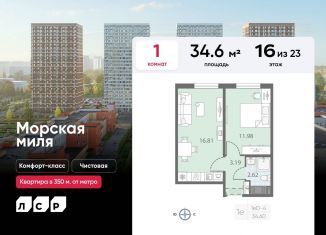 Продается 1-комнатная квартира, 34.6 м2, Санкт-Петербург, муниципальный округ Юго-Запад