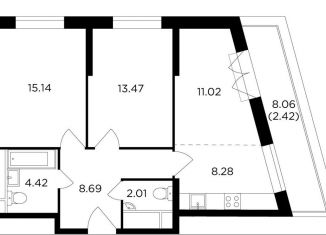 Продаю 2-ком. квартиру, 65.5 м2, Москва, улица Петра Алексеева, 14, ЖК Кутузов Град 2