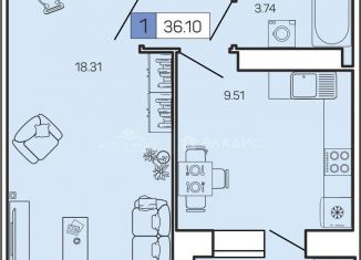 Продам 1-комнатную квартиру, 36.1 м2, Архангельская область, улица Гагарина, 44