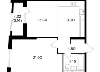 Продам однокомнатную квартиру, 59 м2, Москва, улица Петра Алексеева, 14