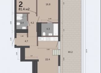 Продаю 2-ком. квартиру, 81.4 м2, Екатеринбург, улица Бакинских Комиссаров, 33А/3