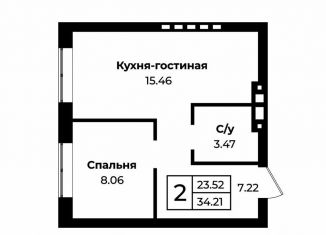 Квартира на продажу студия, 34.2 м2, Оренбург, Селивановский переулок, 24/46