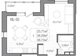 Продается квартира студия, 38.7 м2, Волгоград, улица Чебышева, 38/1