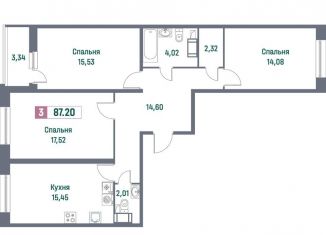 Продается 3-ком. квартира, 87.2 м2, Ленинградская область