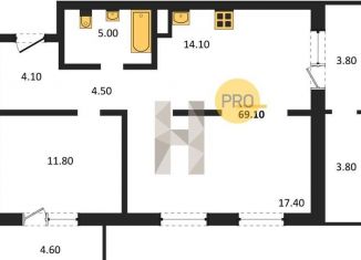 Продажа двухкомнатной квартиры, 69.1 м2, Новосибирск, Кировский район