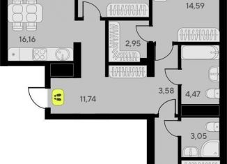 Продаю трехкомнатную квартиру, 85.7 м2, Тюмень, улица Пожарных и Спасателей, 8