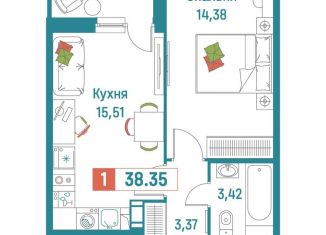 Продаю 1-комнатную квартиру, 38.4 м2, Ленинградская область