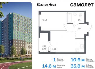 Продажа 1-комнатной квартиры, 35.8 м2, Ленинградская область, улица Первых, 8к1