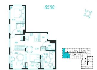 Продажа 3-комнатной квартиры, 85.6 м2, Тула, Зареченский территориальный округ