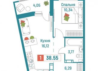 Однокомнатная квартира на продажу, 38.6 м2, Ленинградская область