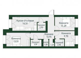 Продается 2-ком. квартира, 72.2 м2, Екатеринбург, метро Чкаловская