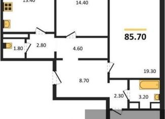 Продаю 3-комнатную квартиру, 85.7 м2, село Ямное, улица Генерала Черткова, 2