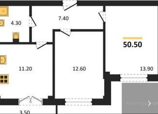 Продам 2-комнатную квартиру, 50.5 м2, Воронежская область, Цимлянская улица, 10Г