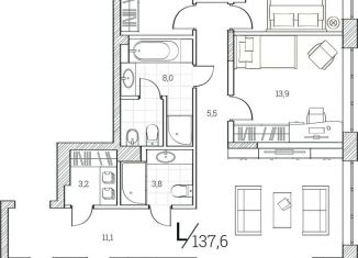 Продажа трехкомнатной квартиры, 142.7 м2, Тюмень, Первомайская улица, 1Аблок2