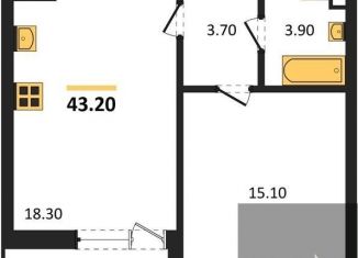 Продаю 1-комнатную квартиру, 43.2 м2, Воронежская область, улица Фёдора Тютчева, 105