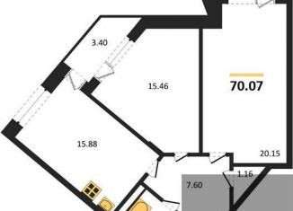 2-комнатная квартира на продажу, 70.1 м2, Воронеж, Электросигнальная улица, 9Ак2