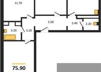 Продается трехкомнатная квартира, 75.9 м2, Воронежская область, улица Шидловского, 28