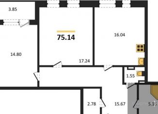 Продажа 2-ком. квартиры, 75.1 м2, Воронеж