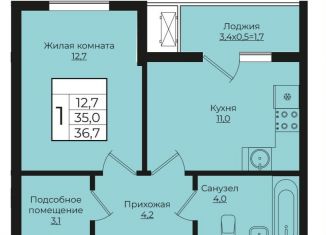 Продажа 1-ком. квартиры, 36.7 м2, Краснодар, жилой комплекс Европа Клубный Квартал 6, лит1