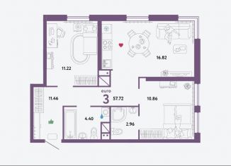 Продаю 3-ком. квартиру, 57.7 м2, Екатеринбург, метро Ботаническая, Сибирский тракт, 24