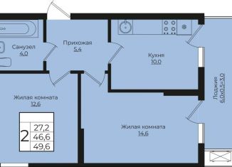 Продается двухкомнатная квартира, 49.6 м2, Краснодар, жилой комплекс Европа Клубный Квартал 6, лит1, Прикубанский округ