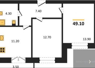 2-ком. квартира на продажу, 49.1 м2, Воронежская область, Цимлянская улица, 10Г