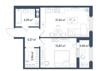 Продается 1-ком. квартира, 53.7 м2, Санкт-Петербург