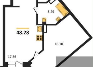 1-ком. квартира на продажу, 48.3 м2, Воронежская область, Электросигнальная улица, 9Ак2