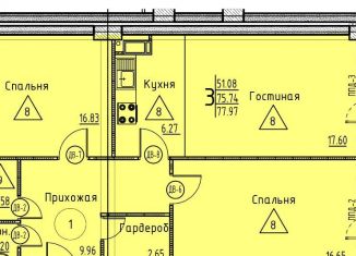 Продаю 3-ком. квартиру, 78 м2, Пензенская область, улица Генерала Глазунова, с11