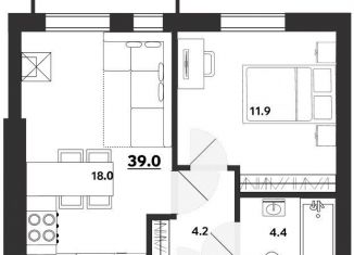 Продаю 2-комнатную квартиру, 39 м2, Ульяновская область