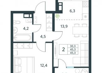 Продается 2-комнатная квартира, 45.1 м2, Забайкальский край