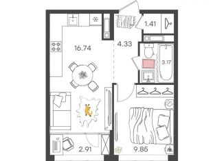 Продам 2-ком. квартиру, 38.4 м2, Нижний Новгород, метро Комсомольская