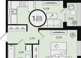 Продажа 1-ком. квартиры, 39.7 м2, Тюмень, ​улица Александра Звягина, 5