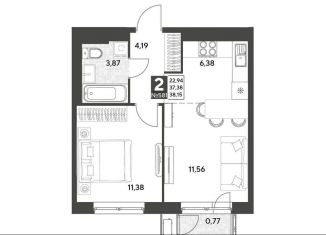 Продажа 2-ком. квартиры, 38.2 м2, Калужская область