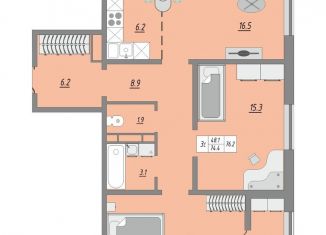 Продается 3-комнатная квартира, 80 м2, Оренбург, улица Юркина, 10