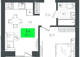 Продажа однокомнатной квартиры, 42.8 м2, Тюмень, улица Василия Малкова, 15