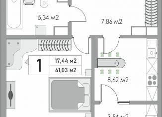 1-ком. квартира на продажу, 41 м2, Оренбургская область, жилой комплекс Металлист, 7