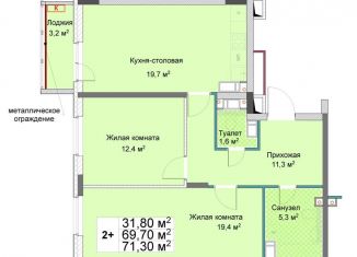 2-ком. квартира на продажу, 71.3 м2, Нижегородская область