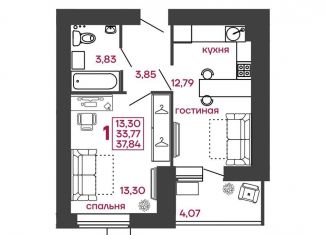 1-ком. квартира на продажу, 37.8 м2, Пензенская область