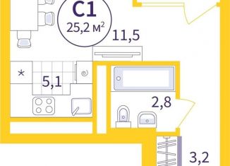 Продажа квартиры студии, 23.8 м2, Екатеринбург, метро Уралмаш, улица 22-го Партсъезда