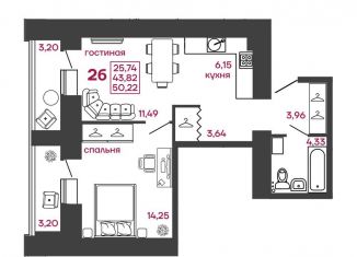 Продается двухкомнатная квартира, 50.2 м2, Пензенская область