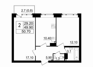 2-комнатная квартира на продажу, 50.7 м2, Ленинградская область, жилой комплекс Итальянский Квартал, 5