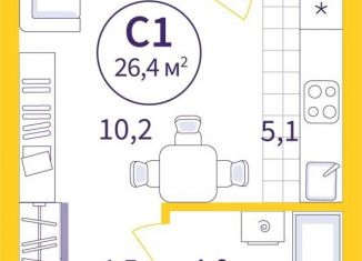 Продам квартиру студию, 25.1 м2, Екатеринбург, метро Уралмаш, улица 22-го Партсъезда