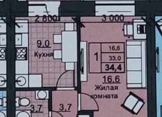 Продажа однокомнатной квартиры, 34.5 м2, Оренбург, Ленинский район, Улица Николая Ерышева, 11