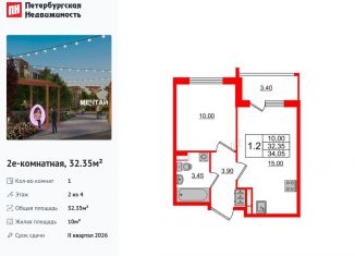 Продается 1-комнатная квартира, 32.4 м2, Санкт-Петербург