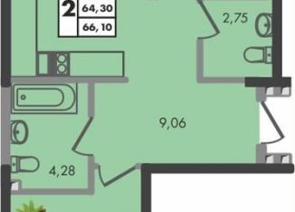 Продажа 2-комнатной квартиры, 66.1 м2, Краснодар, Прикубанский округ, улица имени Генерала Брусилова, 5лит1.2